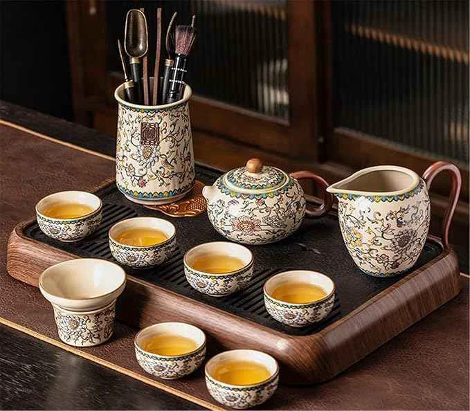 Luxury Ru Kiln Enamel Gongfu Tea Set Gaiwan and Teacup Collection-suit17 Practical