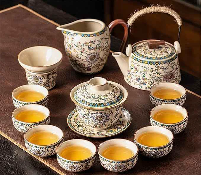 Modern Ru Kiln Enamel Gongfu Tea Set Gaiwan and Teacup Collection-suit8 High-Quality
