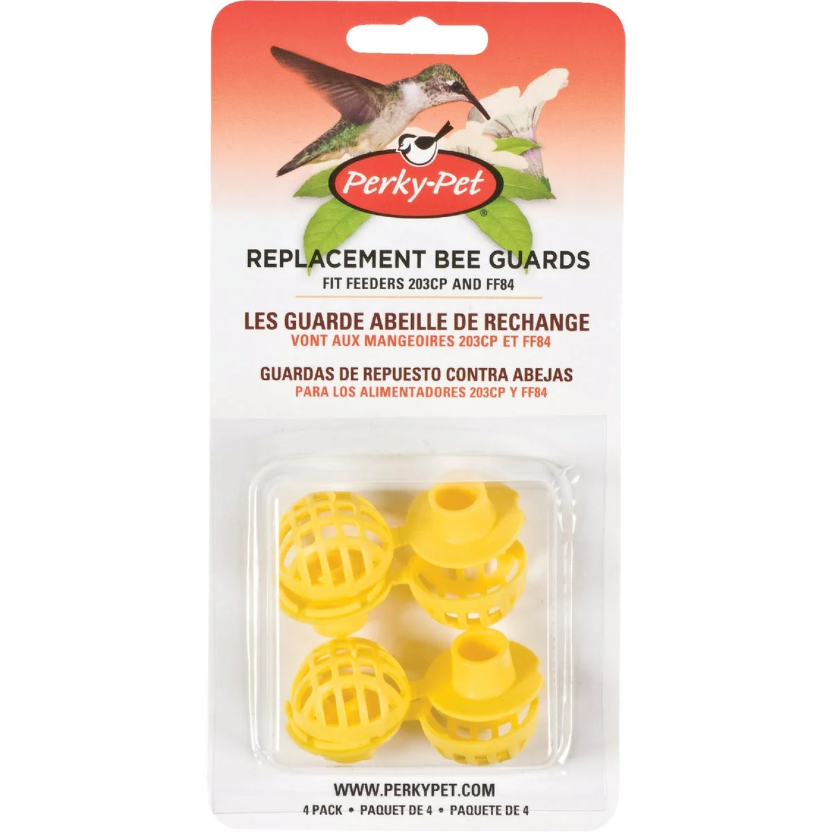 Flexible Perky-Pet Yellow Plastic Hummingbird Feeder Bee Guard 4-Pack Refined