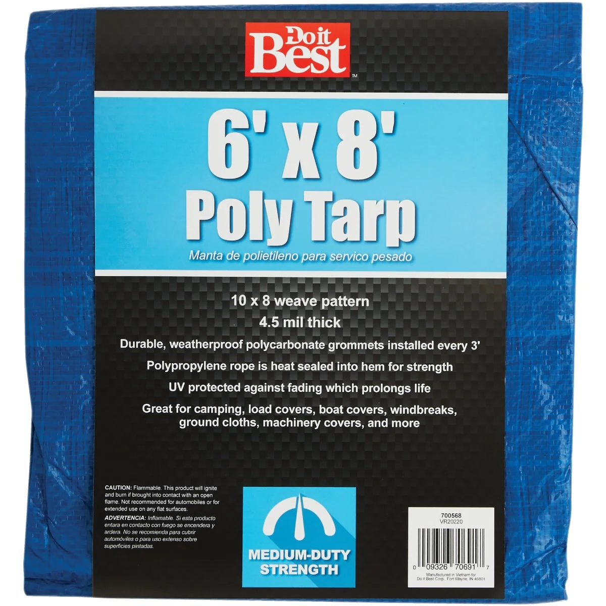 Flexible Do it Blue Woven 6 Ft. x 8 Ft. Medium Duty Poly Tarp Minimalist