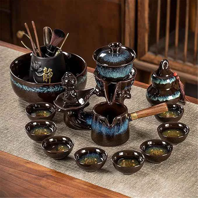 Top-Quality Ceramic Ge Kiln Automatic Tea Set Easy Brewing Teapot and Cups-suit31 Proven