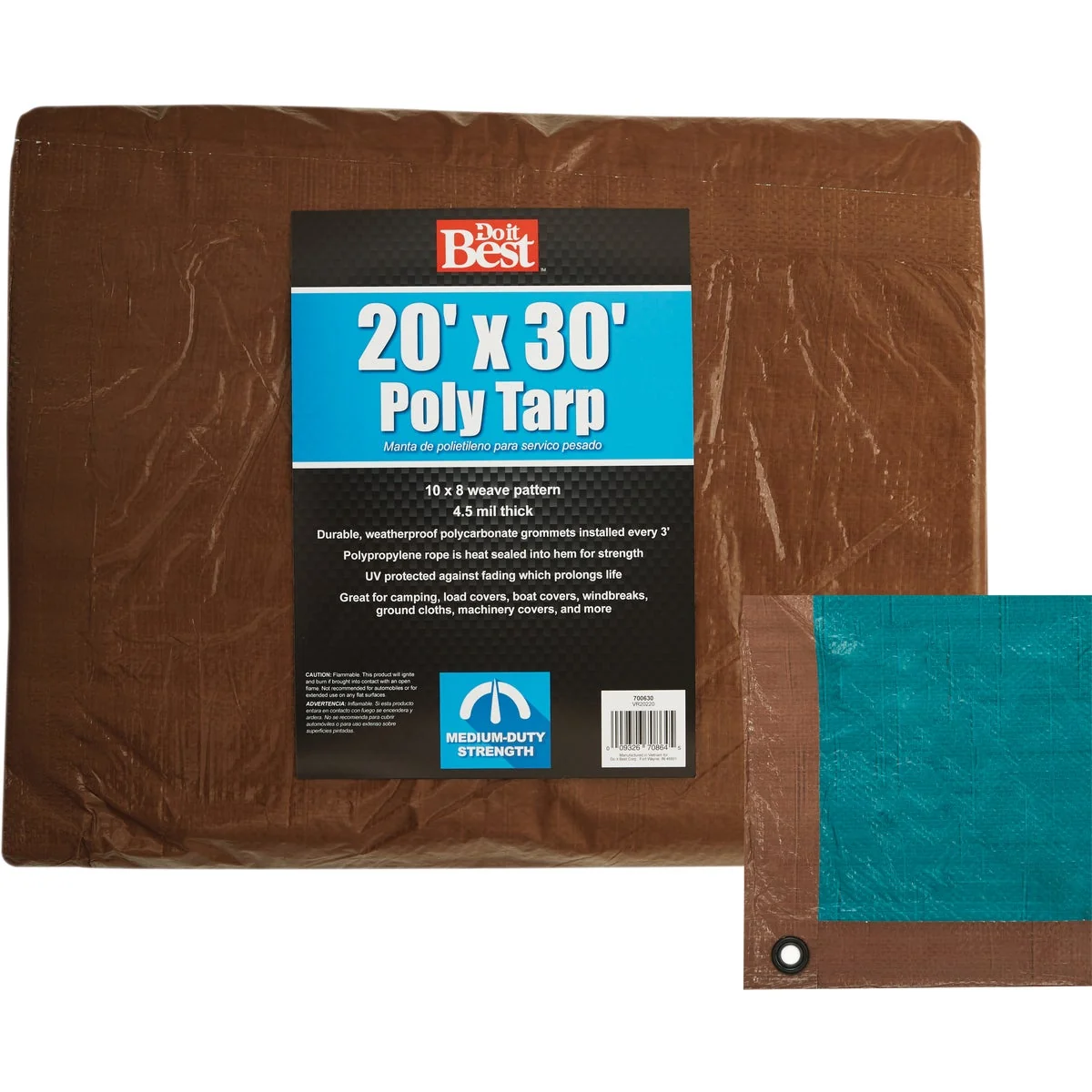 Smart Do it 1 Side Green 1 Side Brown Woven 20 Ft. x 30 Ft. Medium Duty Poly Tarp Enhanced