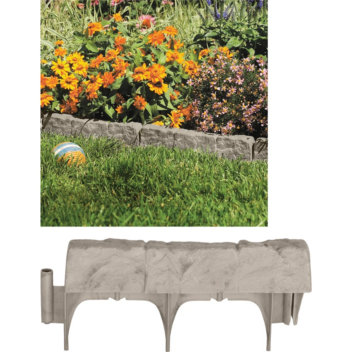 Practical Suncast 6 In. H. x 12 In. L. Border Stone Poly Lawn Edging 10-Pack Healthy