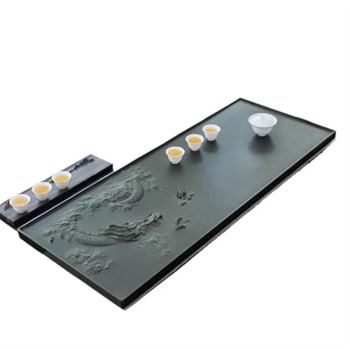 Breathable Tea Set Natural Ebony Stone Tea Tray Whole Stone Small Tea Table Tian Luo Green Tea Sea Office Tea Set Chinese Tea Set High-Performance