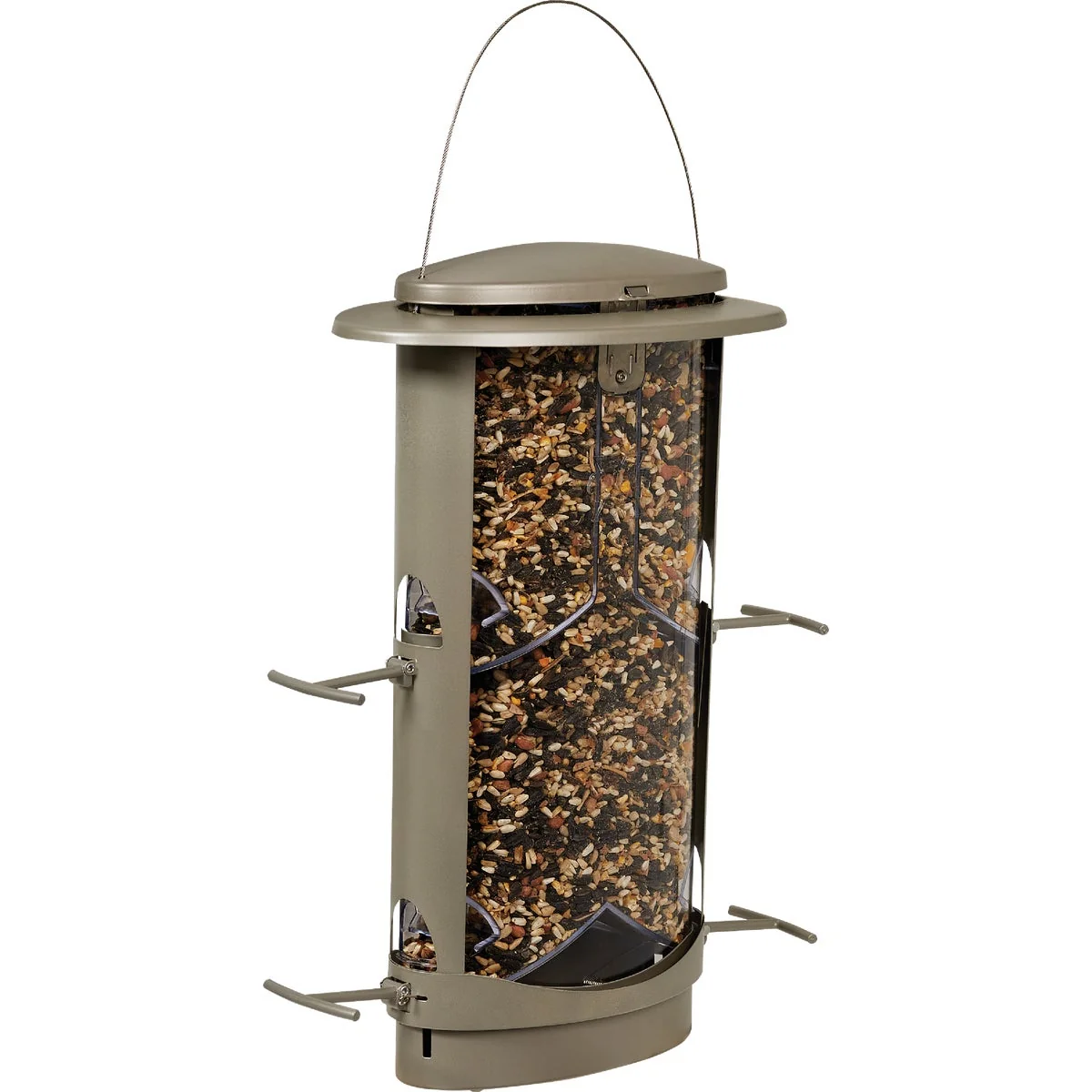 Detailed Squirrel X1 Tan Plastic 4.2 Lb. Capacity Elliptical Tube Bird Feeder Reliable