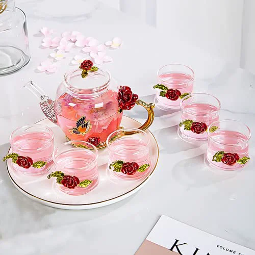 Classic xixi home Red rose tea set suit、teapot heat Premium Material