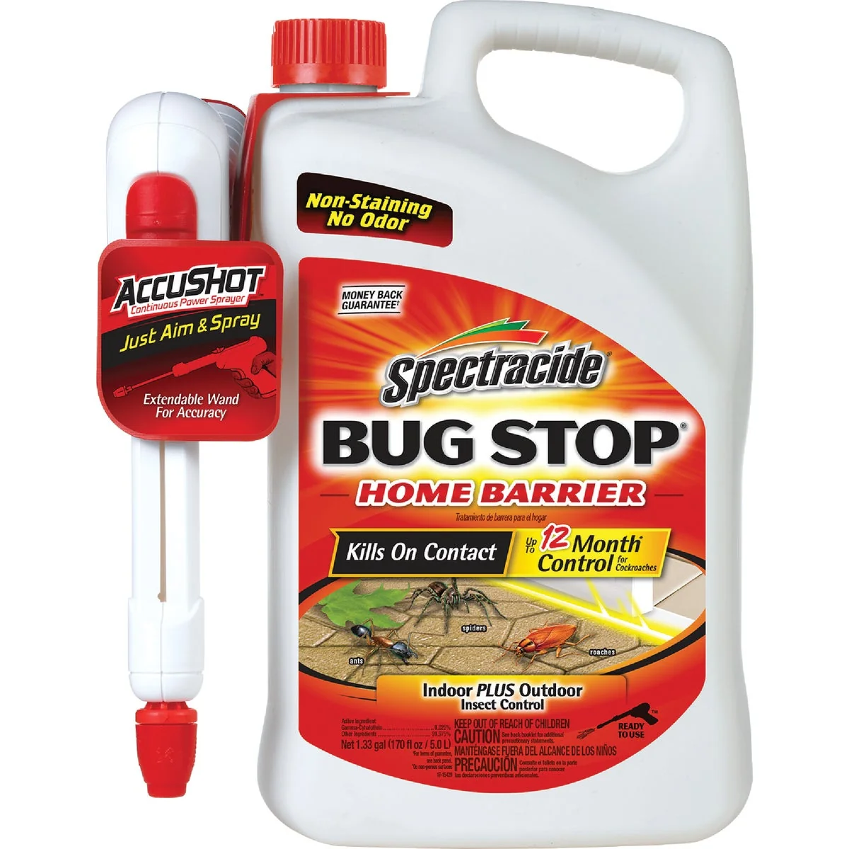 Flexible Spectracide Bug Stop Home Barrier 1.33 Gal. Ready To Use Battery-Powered Wand Sprayer Insect Killer Sustainable