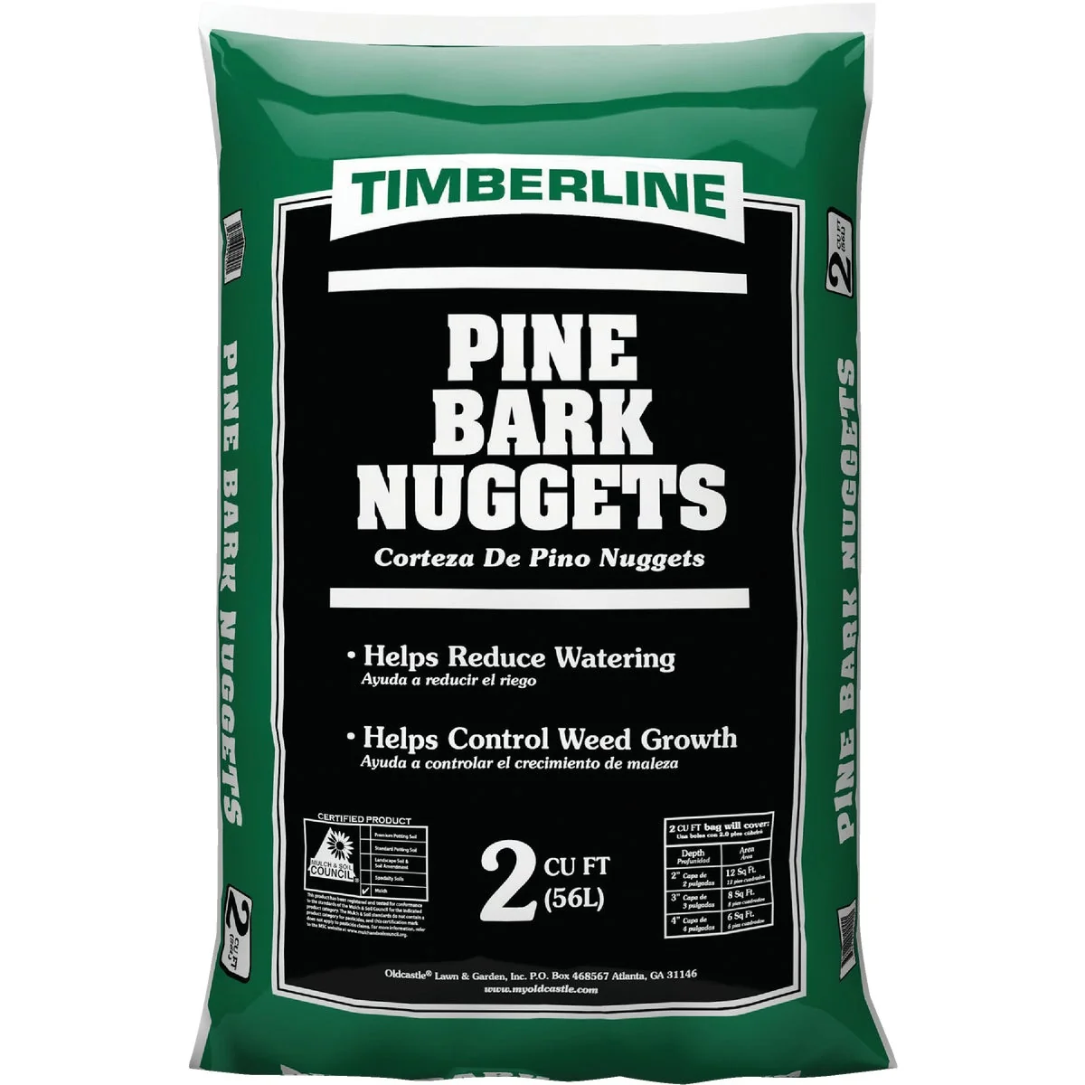Premium Material Timberline 2 Cu. Ft. Medium Pine Decorative Bark Mulch Nuggets Solid