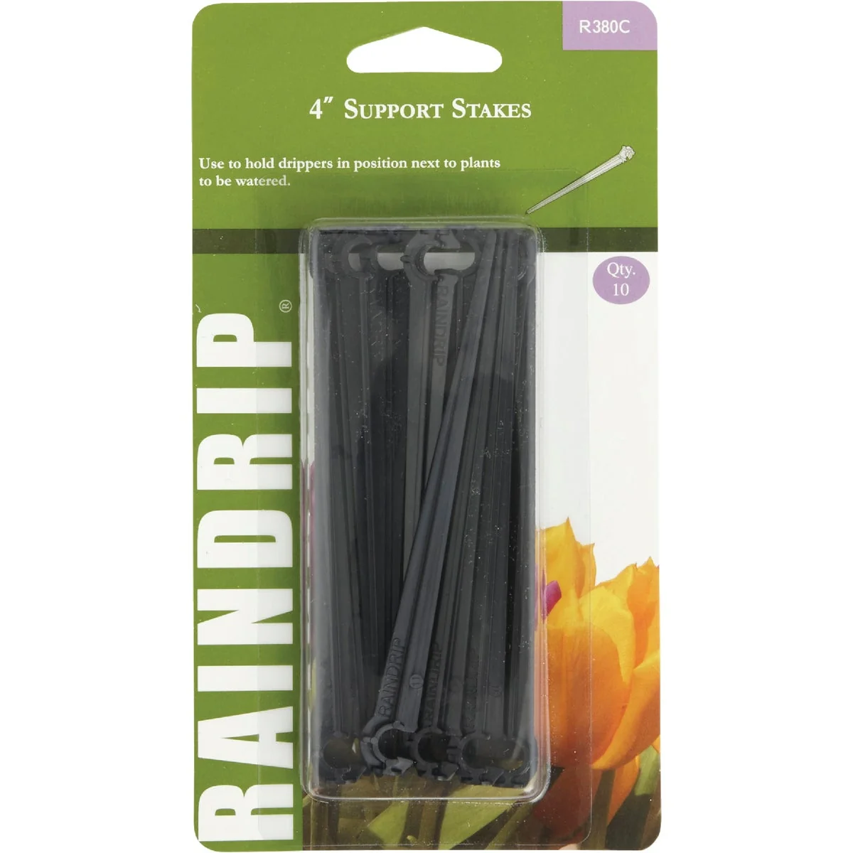 Eco-Friendly Raindrip 1 4 In. Tubing Plastic Support Stake 10-Pack Green