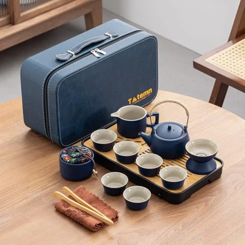 High-Performance 14 Piece Portable Ceramic Travel Tea Set Authentic