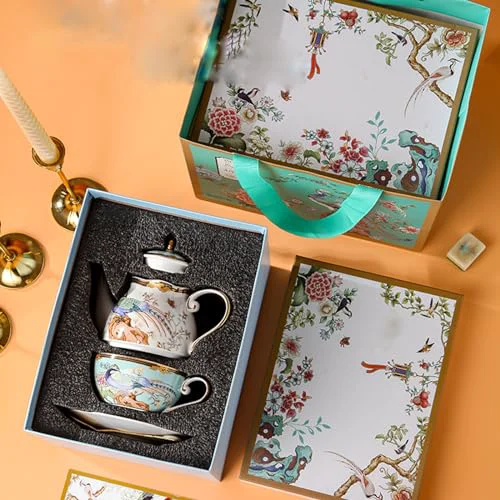 Solid 3 Pieces Ceramic Blue Birds and Flowers Tea for One Set Proven