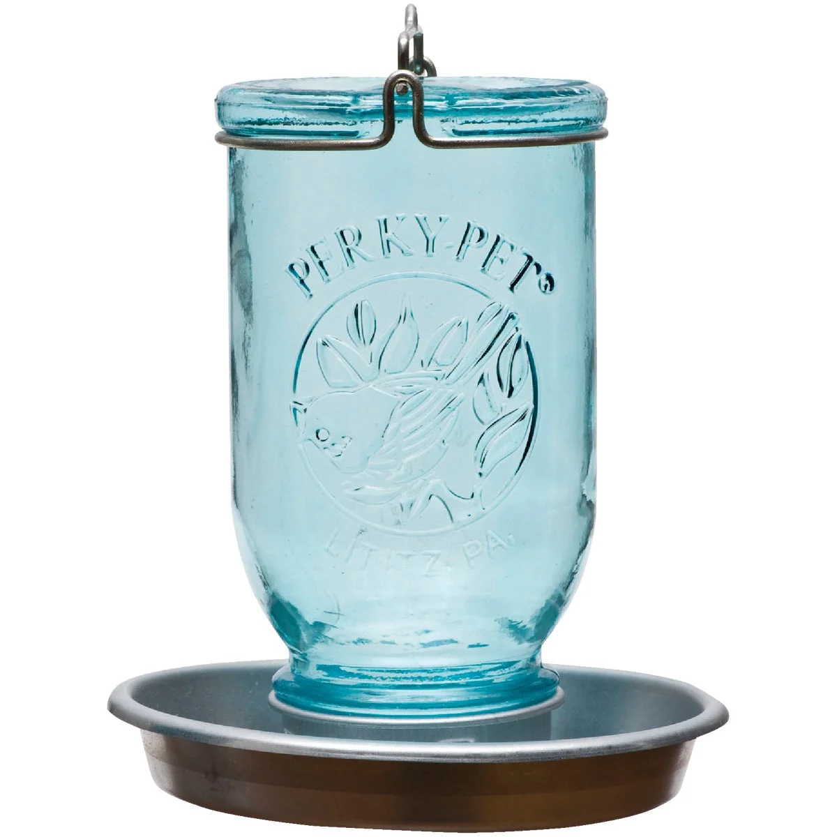 Soft Perky-Pet 32 Oz. Blue Mason Jar Bird Waterer Comfortable