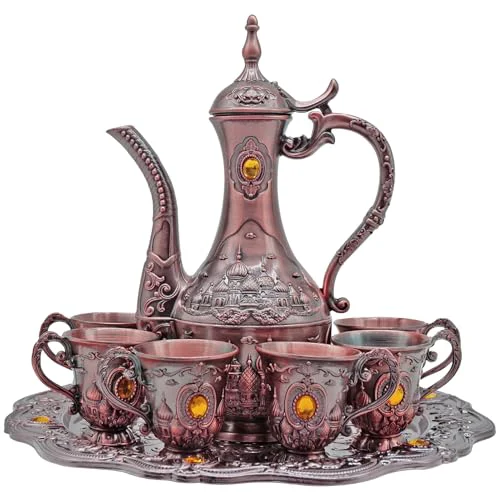 Premium Turkish Tea Coffee Cup and Pot Set Including Teapot Traditional