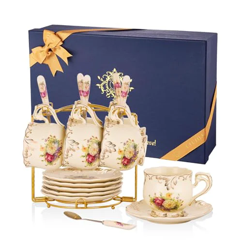 Specialty Tea Cups and Saucers Set of 6 6 Count Fine