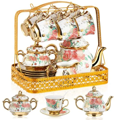 Powerful 22 Pcs Vintage Porcelain Tea Sets for Adults Organic