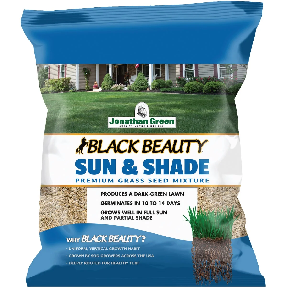 Top-Quality Jonathan Green Black Beauty 3 Lb. 1125 Sq. Ft. Coverage Sun Shade Grass Seed Detailed