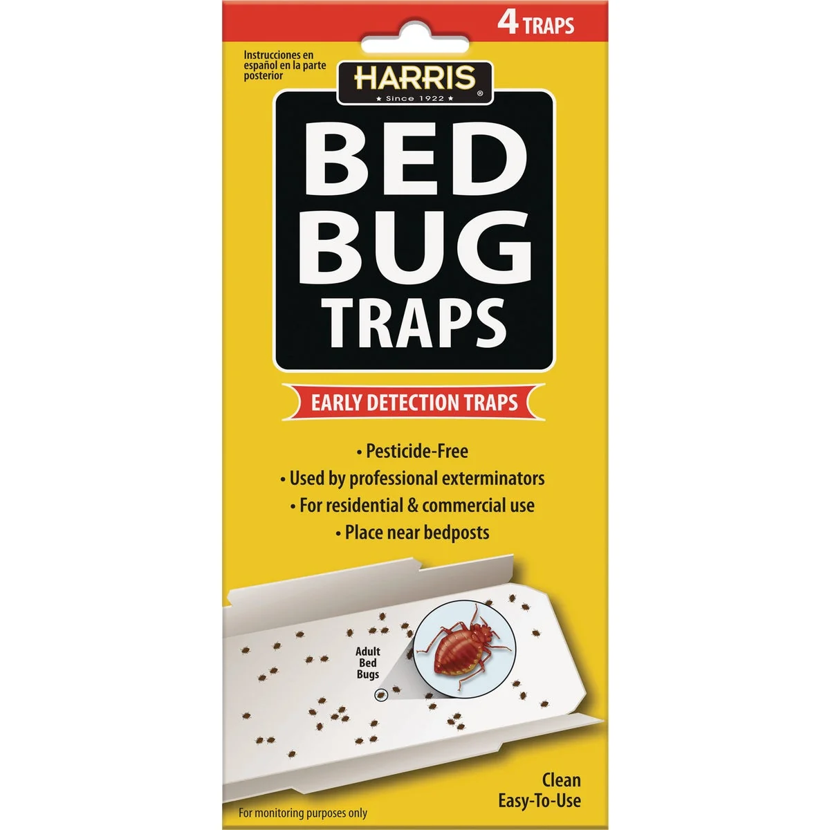 Refined Harris Natural Glue Bedbug Trap For Floors 4-Pack Modern