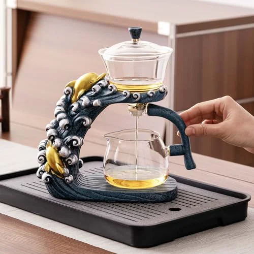 Top-Quality Glass Teapot Set with Infuser Semi Automatic Tea Set Teapot 3 Count Dependable
