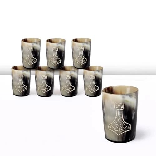 Secure Viking Horn Shot Glasses Set of 8 8 Count Dependable
