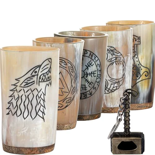 Quality Viking Drinking Horn Mug Set of 5 6 Count Crafted