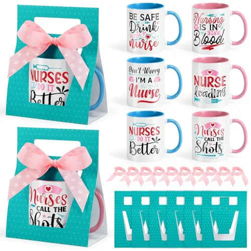 Smooth 6 Sets Nurse Appreciation Gifts 12 oz Thank You Mug with Mug Boxes Ribbon 2026 Nurses Week Gifts Ceramic Coffee Cup with Handle for Women RN Assistant Doctor 6 Count Contemporary