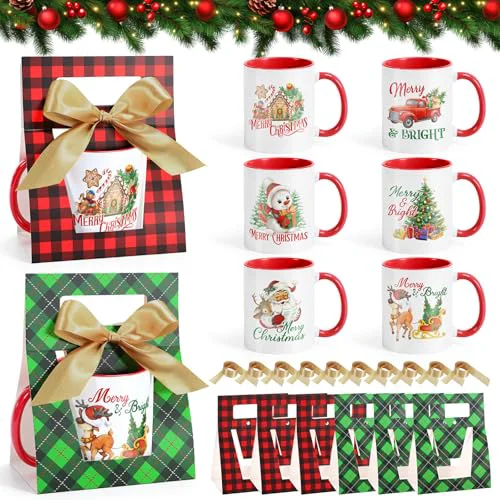 Certified 12 Sets Christmas Coffee Mugs with Mug Boxes 12 oz 12 Count Smart