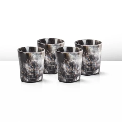 Detailed Viking Horn Shot Glasses Set of 4 4 Count Certified