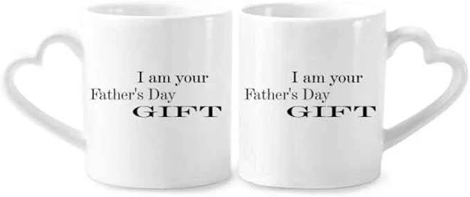 Premium Material Gift Dad Father's Festival Quote Couple Porcelain Mug Set Ceramic Lover Cup Heart Handle Crafted