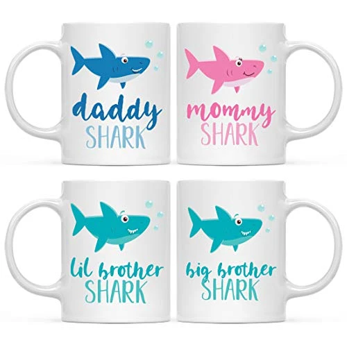 Soft Baby Shark Family 11oz. Coffee Mug Gift Set Healthy