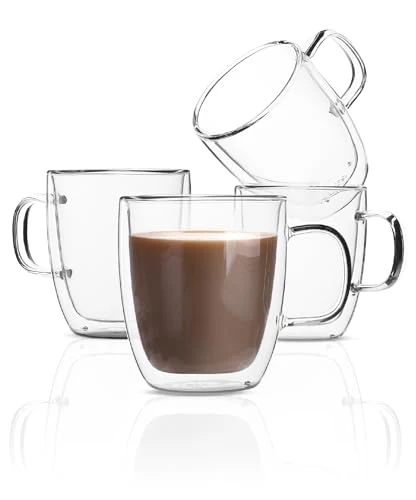 Green BTaT Double Walled Glass Coffee Mugs 4 Count Convenient