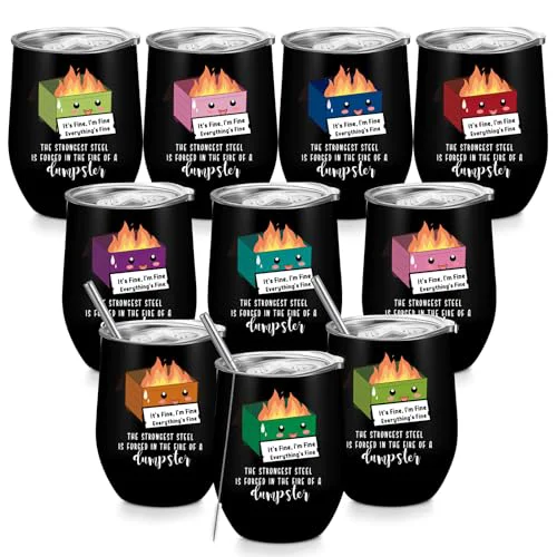 Breathable 10 Pcs Coworker Gift Dumpster Fire Tumbler with Straw Lid 10 Count Trusted
