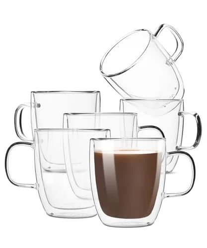 Trendy BTaT Double Walled Glass Coffee Mugs 6 Count Effective