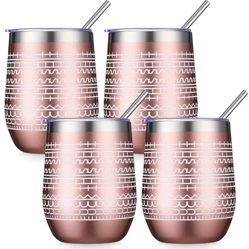 World-Class 4 Pcs 12 oz Funny Message Coffee Mug Birthday White Elephant Gifts Stainless Steel Insulated Tumblers Wine Cup Gag Gift for for Employee Appreciation Coworkers Friends Father 4 Count Authentic