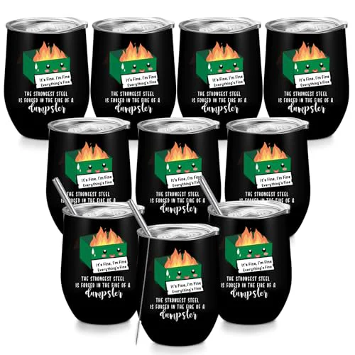 Environmentally Friendly 10 Pcs Coworker Gift Dumpster Fire Tumbler with Straw Lid 10 Count Efficient
