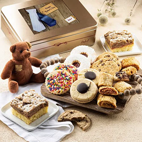 Fine Crafted Father s Day Deluxe Bakery Mix of Assorted Cookies and Pastries with Decorative Teddy Bear for Men Official