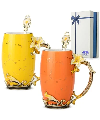 Healthy BTaT Floral Ceramic Mugs with Spoon Refined