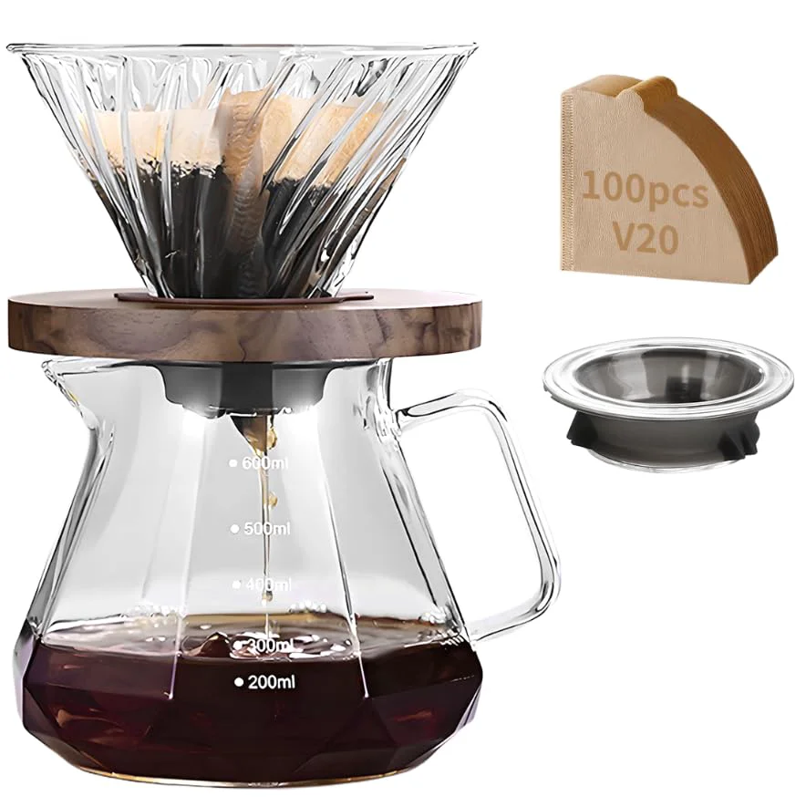 Casual Professional Glass Pour Over Coffee Maker Kit Trendy