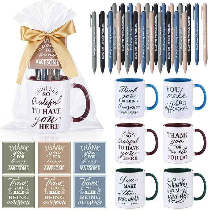 Responsible Baderke 6 Set Employee Appreciation Gifts Include Thank You Staff Mug Gift Set 12 oz Appreciation Mugs Inspirational Pens Tags for Employee Staff Team Group Blue Green Brown Classic Easy-to-Use