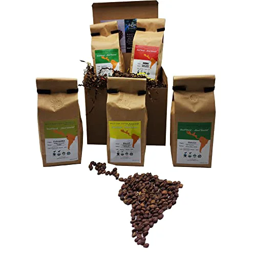 Trusted Coffee Gift Set Las Americas 5 Pack 12oz Gourmet Organic Medium Roast whole Bean with Beans From Mexico 60 Ounce Breathable