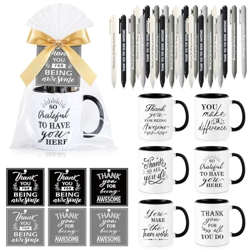 Next-Generation 6 Set Employee Appreciation Gifts Include Thank You Staff Mug Gift Set 12 oz Appreciation Mugs Inspirational Pens Tags for Employee Staff Team Group 6 Count Premium Material