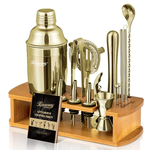 Elegant Cocktail Shaker Set Bartender Kit with Stand 15 Count Smooth