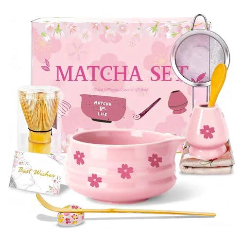 Elegant Pink Matcha Whisk Set with Matcha Bowl Secure