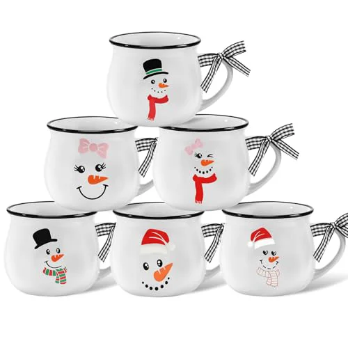 Effective 6 Set Christmas Coffee Mug Ceramic 12oz Hot Cocoa Cup 6 Count World-Class