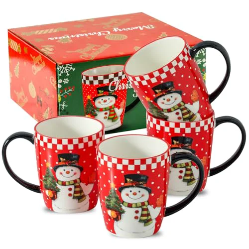 Classic Christmas Coffee Mugs Set of 4 4 Count Lightweight