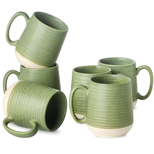 Long-Lasting Porcelain Coffee Mugs Set of 6 6 Count Minimalist