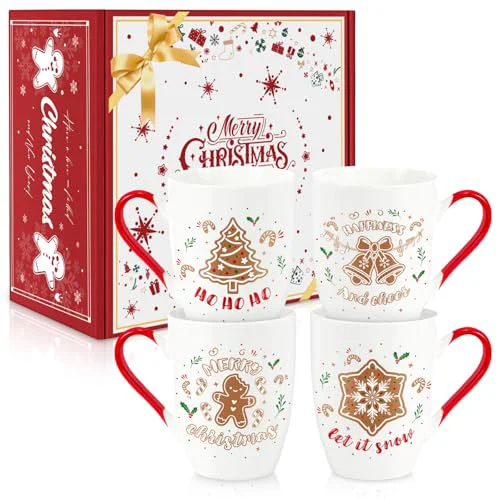 Traditional Christmas Coffee Mug Set of 4 4 Count Functional