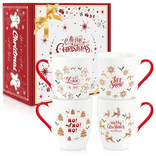 High-End Classic Christmas Coffee Mug Set of 4 4 Count Stylish