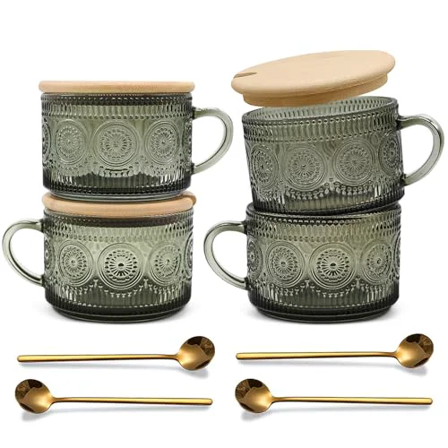 Casual Vintage Coffee Mugs Set of 4 Green 4 Count Flexible