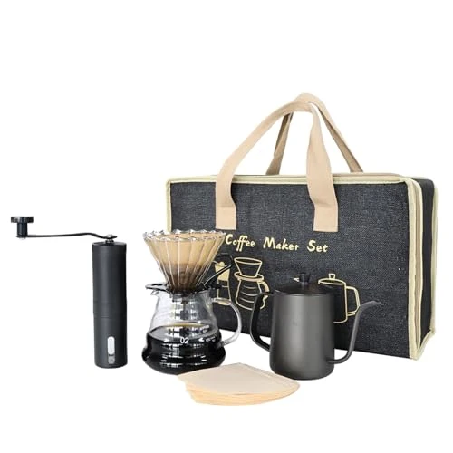 Smooth Coffee Set Coffee Dripper Server Glass Sharing Pot Pour Over Coffee Kettle Coffee Grinder Coffee Maker Set for Home Outdoor Sustainable