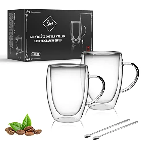 Comfortable 12oz Double Walled Coffee Cups Glasses Mugs 6 Count Effective